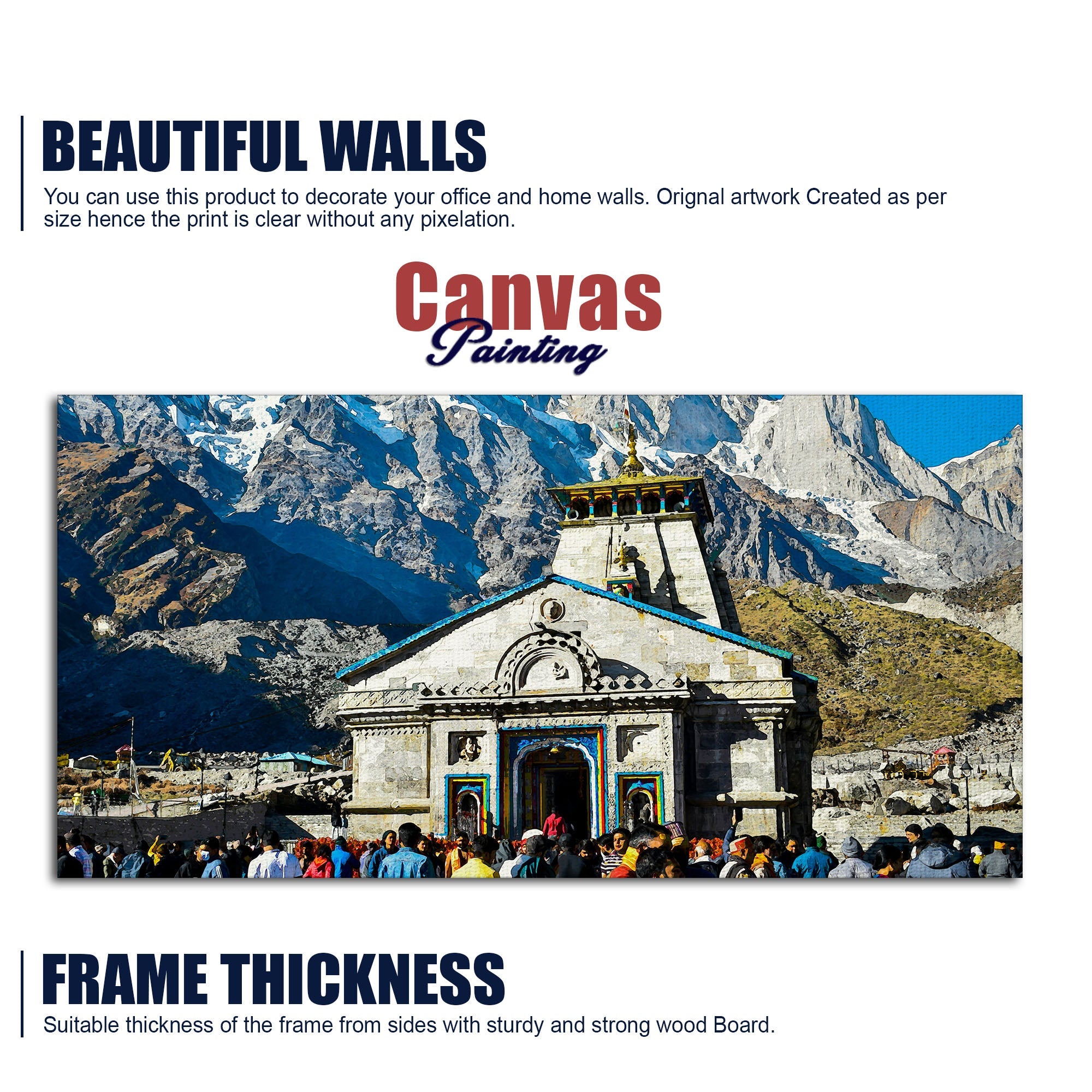 Holy Kedarnath Lord Shiva Temple Canvas Wall Painting