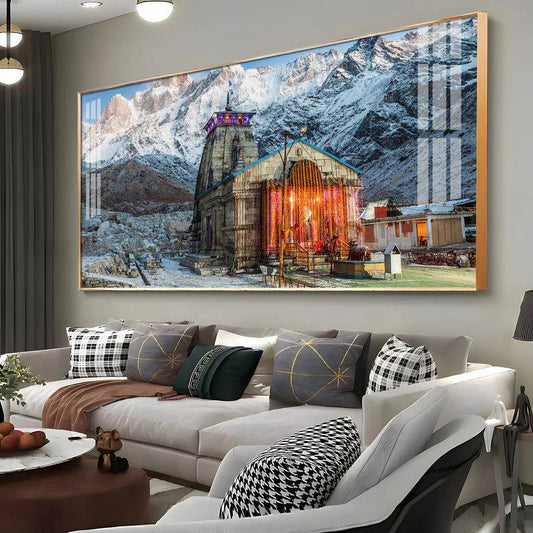 Holy Kedarnath Temple Premium Acrylic Floating Wall Painting - Decor Smart