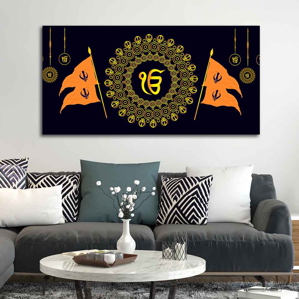 Holy Symbol Of Sikh Religion Canvas Wall Painting - Decor Smart