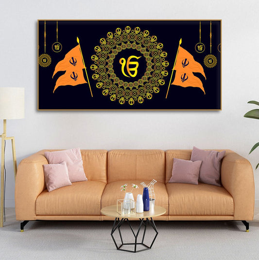 Holy Symbol Of Sikh Religion Canvas Wall Painting - Decor Smart
