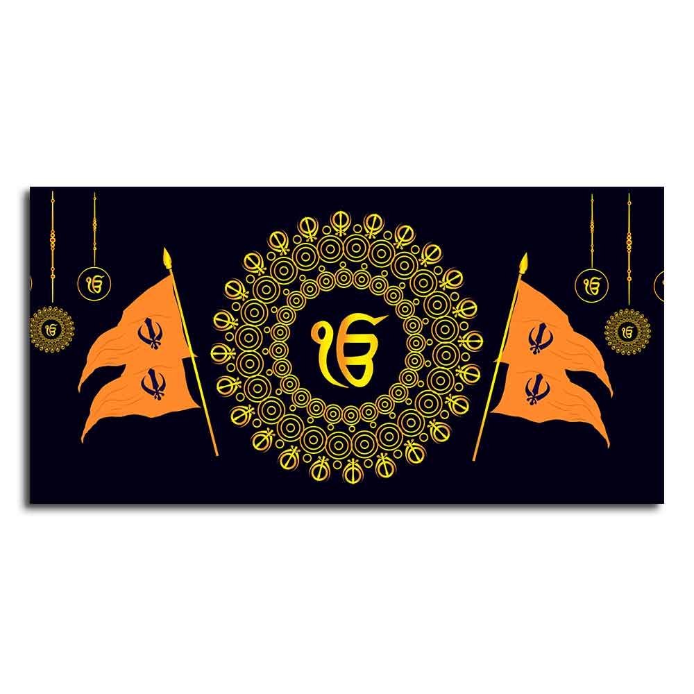 Holy Symbol Of Sikh Religion Canvas Wall Painting - Decor Smart