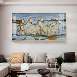 Horses Crossing River Premium Acrylic Floating Wall Painting - Decor Smart