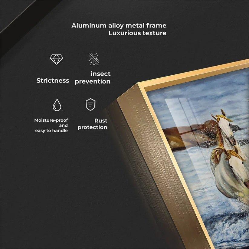 Horses Crossing River Premium Acrylic Floating Wall Painting - Decor Smart