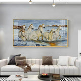 Horses Crossing River Premium Acrylic Floating Wall Painting - Decor Smart