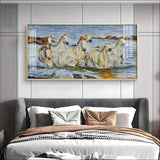 Horses Crossing River Premium Acrylic Floating Wall Painting - Decor Smart
