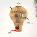 Hot Air Balloon Backlit Designer Wooden Wall Shelf / Book Shelf / Night Light, Light Oak Finish - Decor Smart