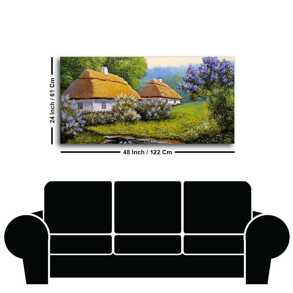 Huts in Old Village Canvas Wall Painting - Decor Smart