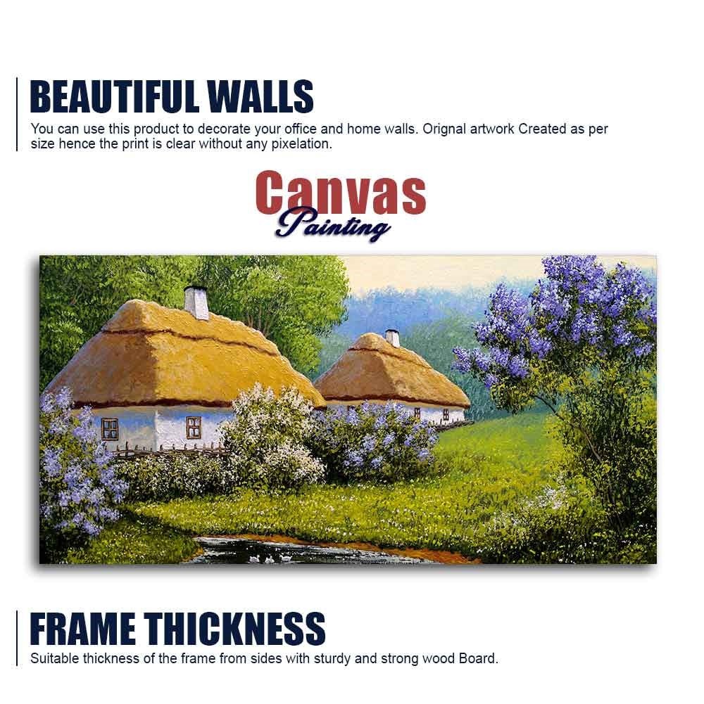 Huts in Old Village Canvas Wall Painting - Decor Smart