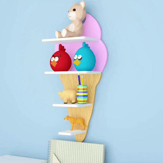 Ice - Cream Shape Wooden Wall Storage Shelf for Kids - Decor Smart