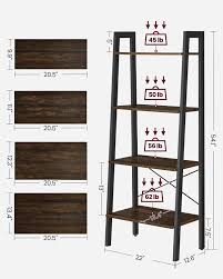 Modern Brown Ladder Bookcase 4 Tier Open Storage Shelf