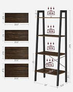 Modern Brown Ladder Bookcase 4 Tier Open Storage Shelf