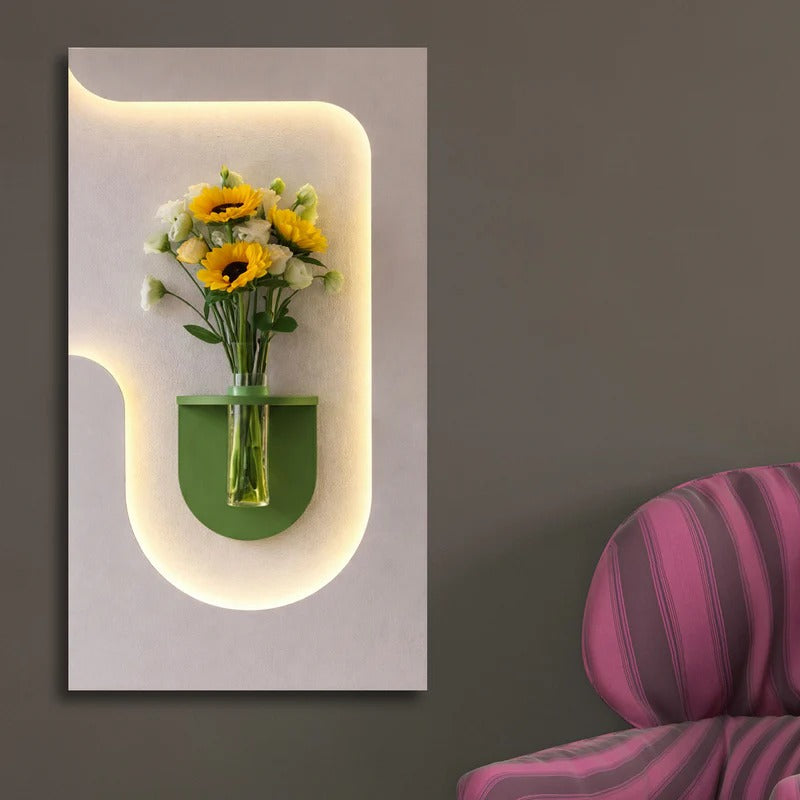 Stylish LED Accent Wall with Floating Planter