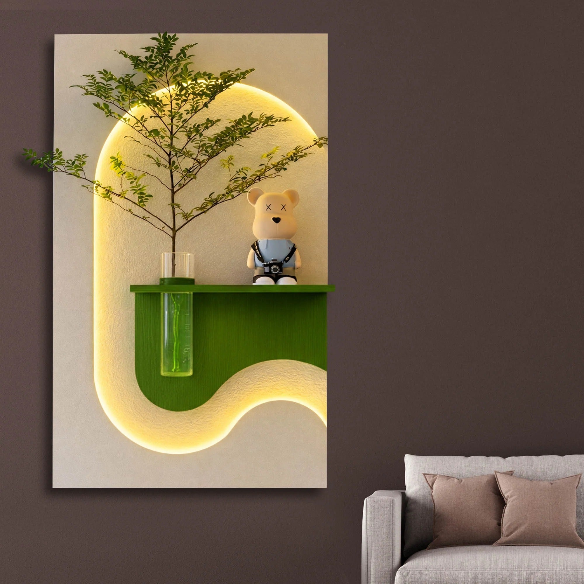 Modern LED Accent Wall Decor with vase