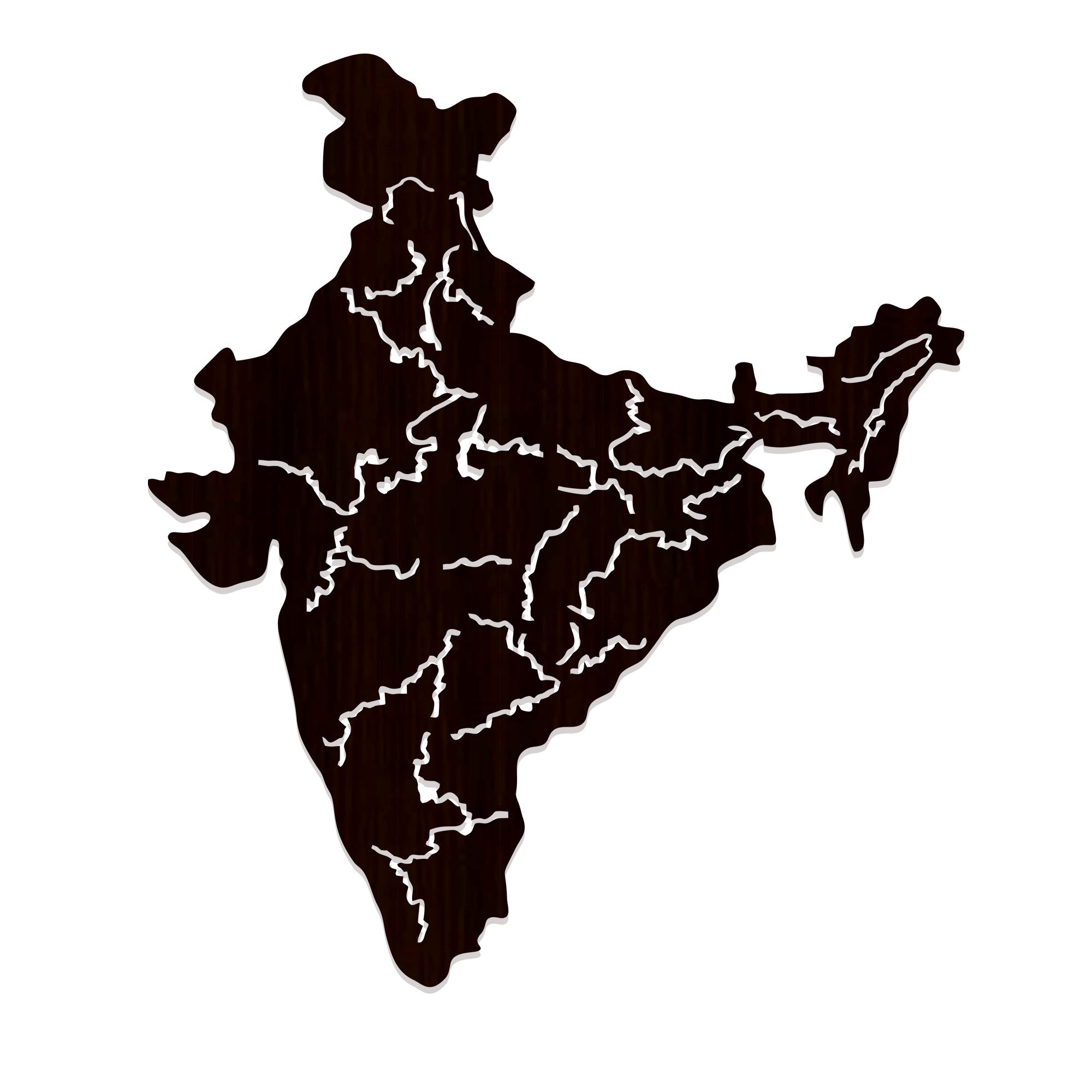 India Map Backlit Wooden Wall Decor with LED Night Light Walnut Finish - Decor Smart