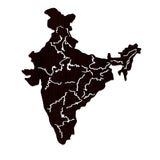 India Map Backlit Wooden Wall Decor with LED Night Light Walnut Finish - Decor Smart
