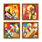 Indian Art Pilgrimage Music Art Wall Frame Set of Four