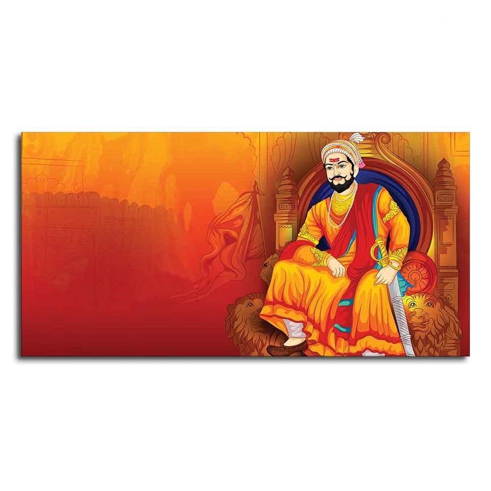 Indian Warrior Chhatrapati Shivaji Maharaj Wall Painting - Decor Smart