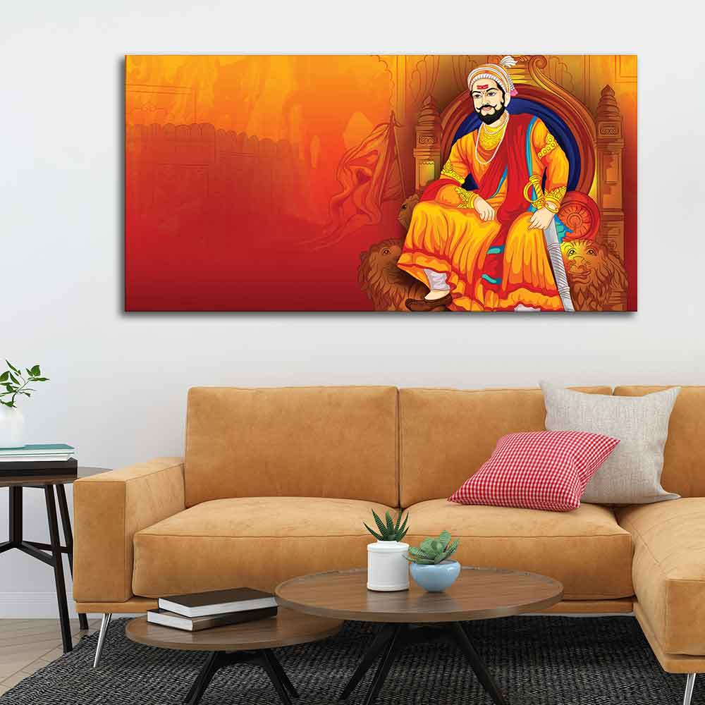 Indian Warrior Chhatrapati Shivaji Maharaj Wall Painting - Decor Smart