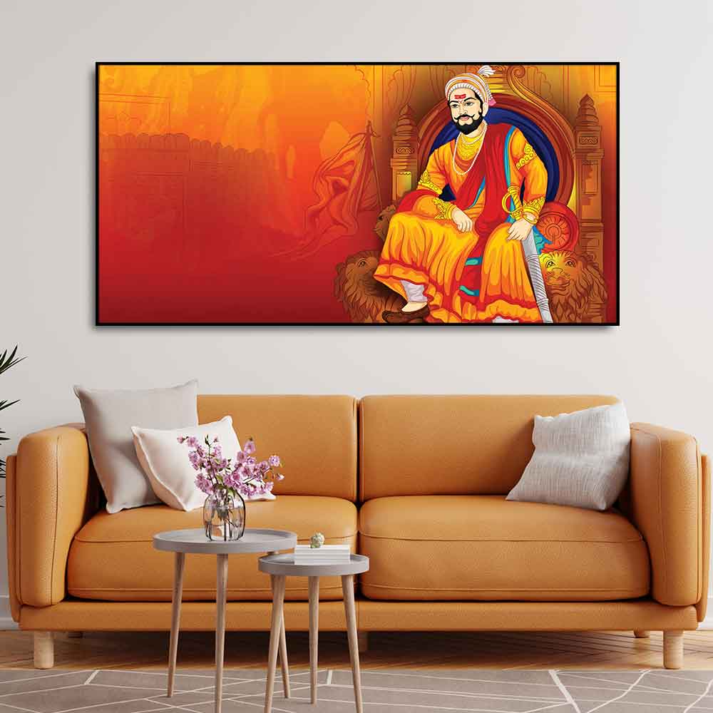 Indian Warrior Chhatrapati Shivaji Maharaj Wall Painting - Decor Smart