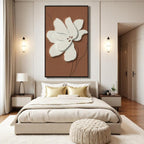 Ivory Flower on Terracotta Relief Frame 3D Wall Art Home Decor