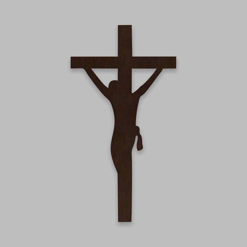 Jesus Crosses Backlit Wooden Wall Hanging with LED Night Light Walnut Finish - Decor Smart