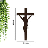 Jesus Crosses Backlit Wooden Wall Hanging with LED Night Light Walnut Finish - Decor Smart