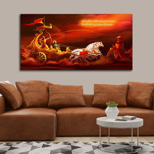 Battlefield Wisdom – Krishna & Arjuna Mahabharata Art | Decor Smart
