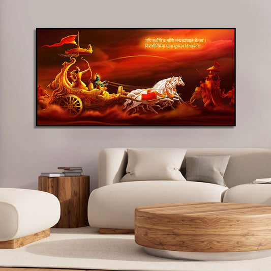 Battlefield Wisdom – Krishna & Arjuna Mahabharata Art | Decor Smart