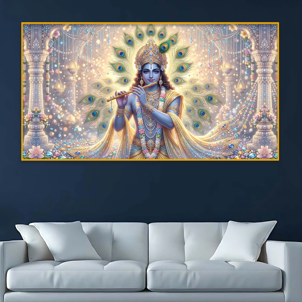 Krishna Divine Aura Crystal Glass Painting for Home Decoration