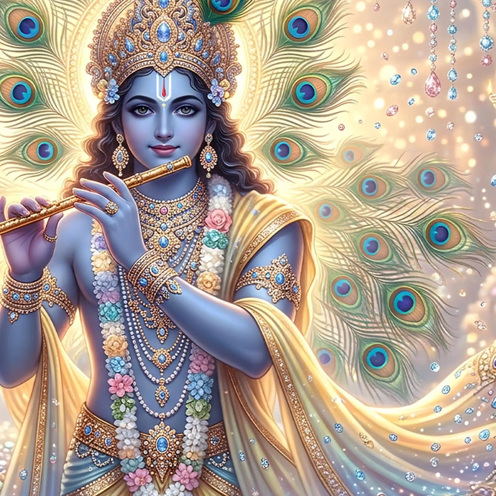 Krishna Divine Aura Crystal Glass Painting for Home Decoration