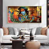 Krishna In Vrindavan Premium Acrylic Floating Wall Painting - Decor Smart