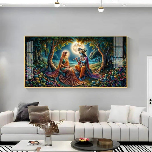 Krishna Radha Colorful Painting Premium Acrylic Floating Wall Painting - Decor Smart