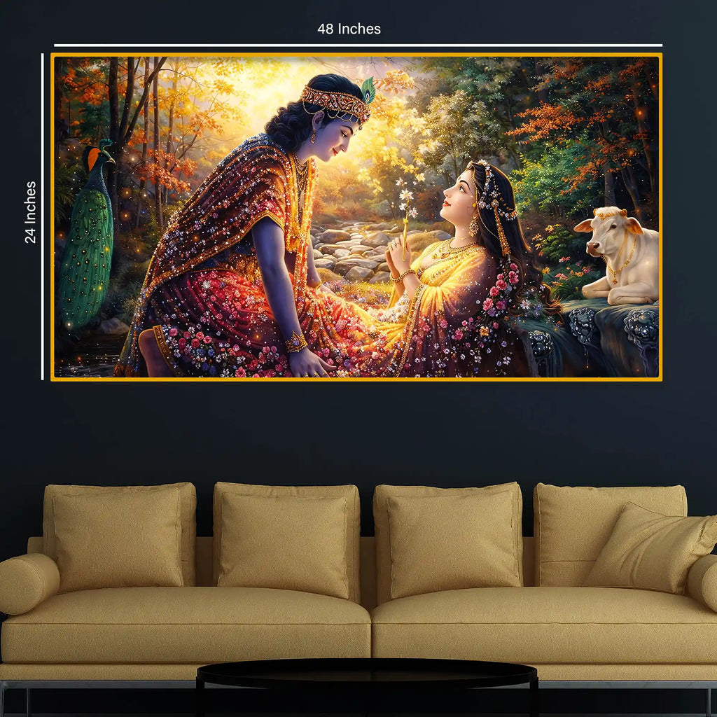 Krishna Radha Moment Crystal Glass Premium Painting
