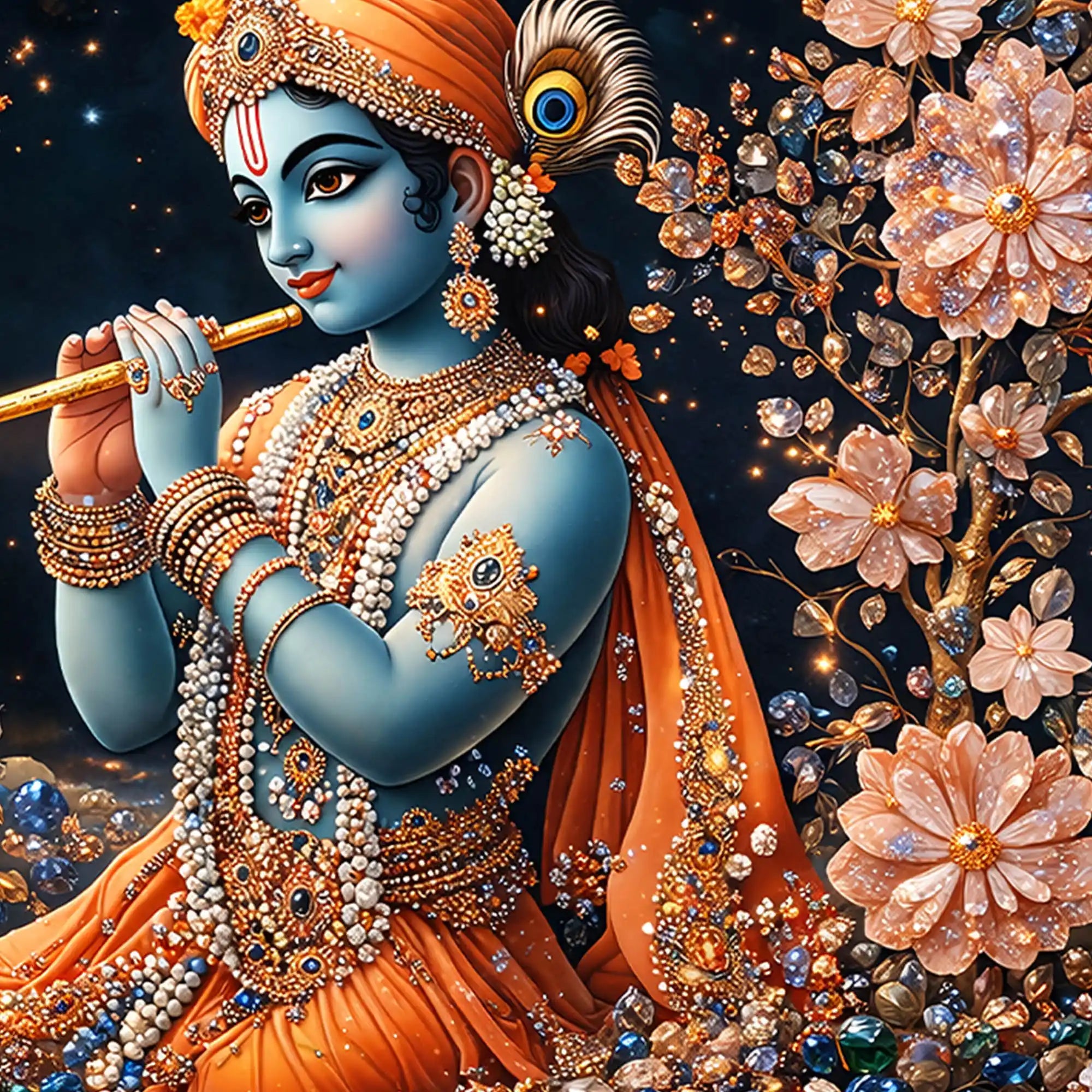 Krishna Royal Look Crystal Glass Painting for Interior Décor