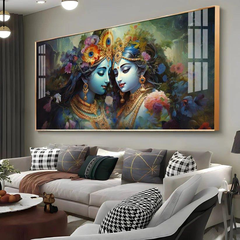 Krishna's Love for Radha Premium Acrylic Floating Wall Painting - Decor Smart