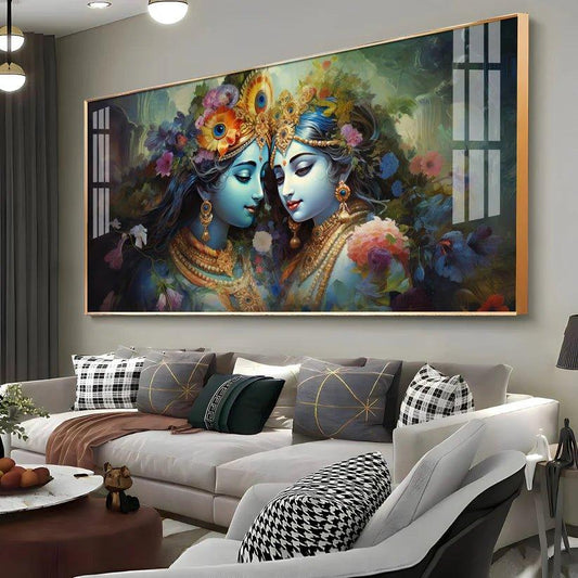 Krishna's Love for Radha Premium Acrylic Floating Wall Painting - Decor Smart
