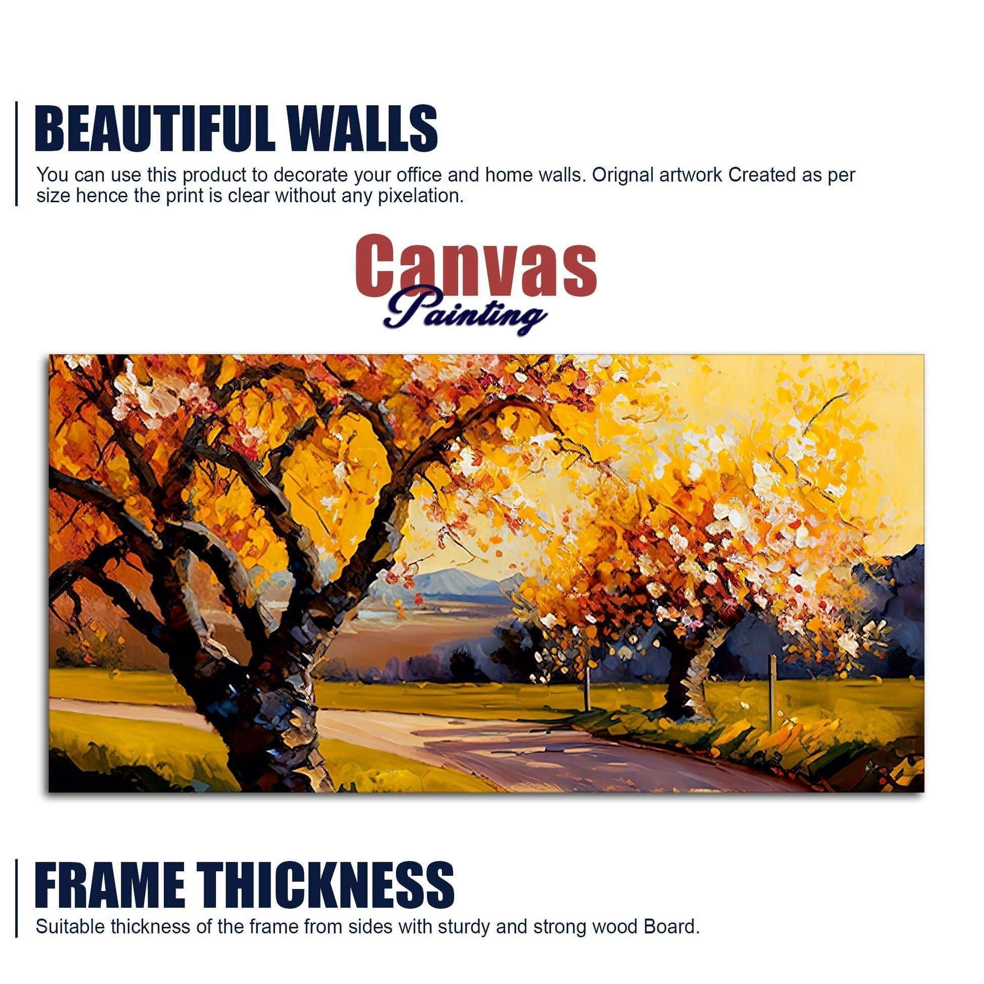 Landscape Canvas Wall Painting of Autumn Beautiful Tree - Decor Smart