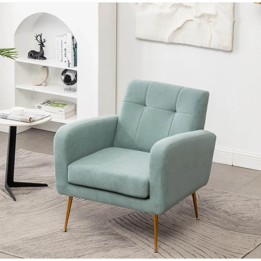 Light Seagreen Design Tufted Luxury Velvet Sofa Lounge Chair - Decor Smart