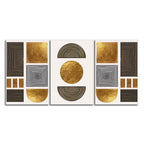 Line Art Golden Shapes Wall Painting of 3 Pieces