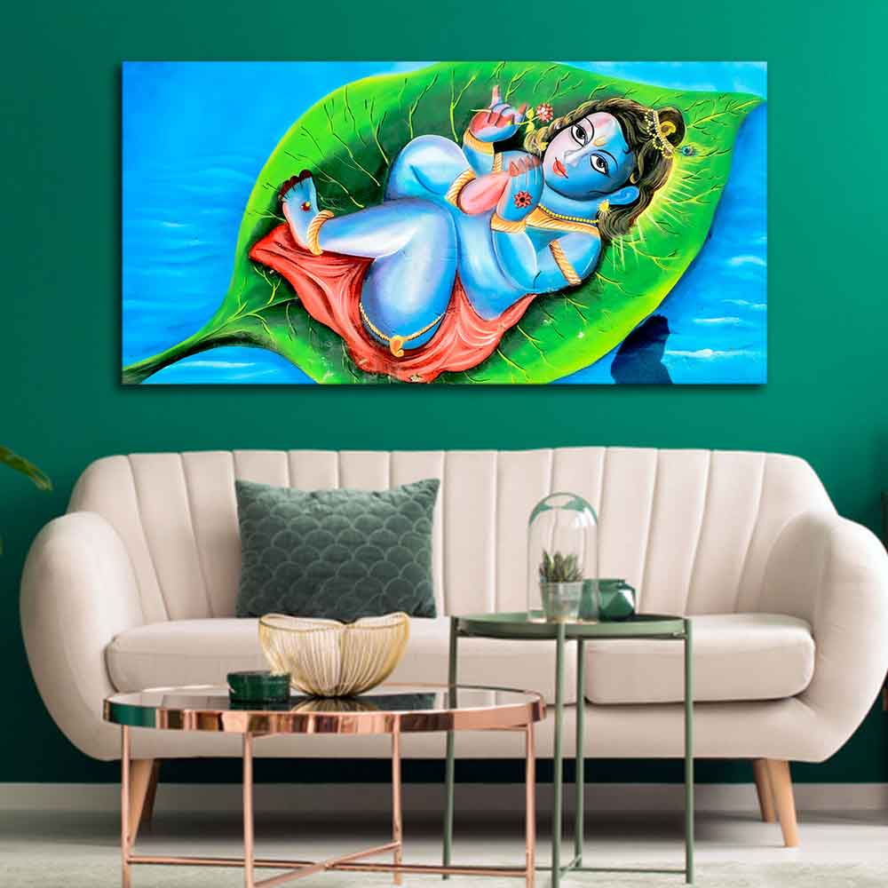 Little Krishna Abstract Wall Painting - Decor Smart