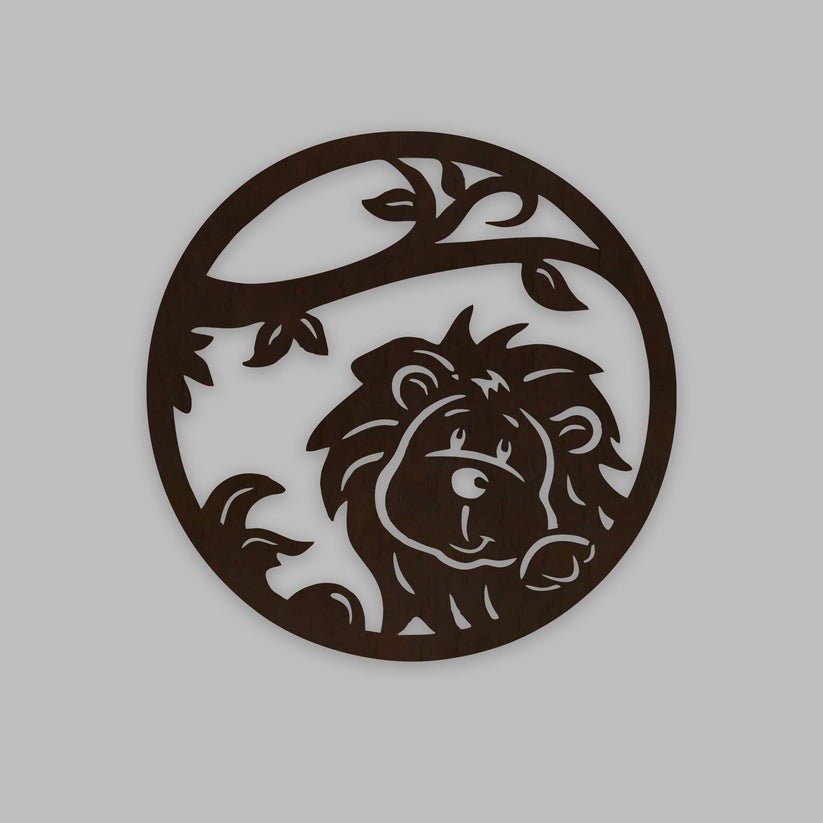 Little Lion Art Backlit Wooden Wall Decor with LED Night Light Walnut Finish - Decor Smart