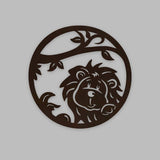 Little Lion Art Backlit Wooden Wall Decor with LED Night Light Walnut Finish - Decor Smart