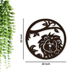Little Lion Art Backlit Wooden Wall Decor with LED Night Light Walnut Finish - Decor Smart