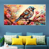 Little Sparrow with bright colored Flower Canvas Wall Painting - Decor Smart