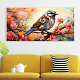 Little Sparrow with bright colored Flower Canvas Wall Painting - Decor Smart