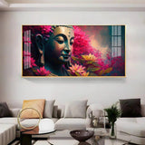 Lord Buddha Blossoms Premium Acrylic Floating Wall Painting - Decor Smart