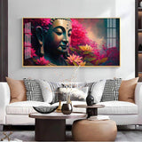 Lord Buddha Blossoms Premium Acrylic Floating Wall Painting - Decor Smart