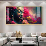 Lord Buddha Blossoms Premium Acrylic Floating Wall Painting - Decor Smart