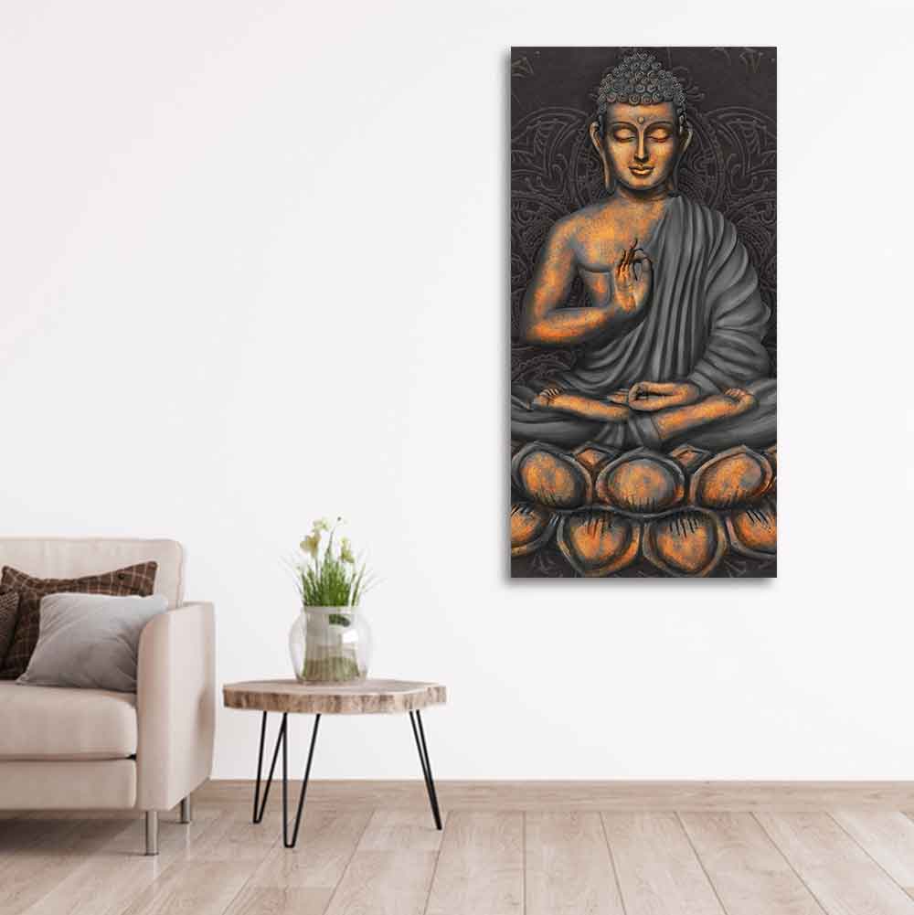 Lord Buddha in Forest Premium Canvas Wall Painting - Decor Smart