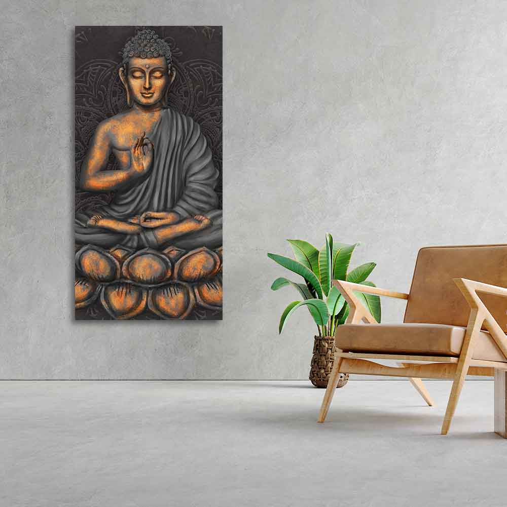 Lord Buddha in Forest Premium Canvas Wall Painting - Decor Smart